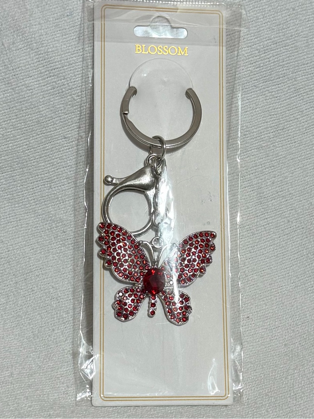 Beautiful Red Crystal Butterfly Charm Keychain - Stunning Butterfly Bag Charm